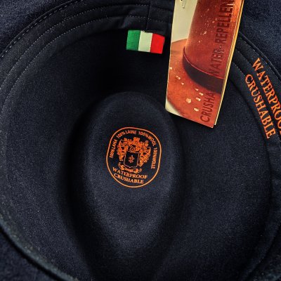 Hatte - Gårda Braga Wool felt Fedora (marineblå)