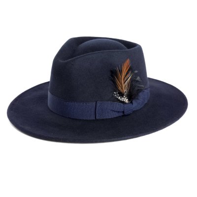 Hatte - Gårda Molinella Crushable Wool felt Fedora (blå)