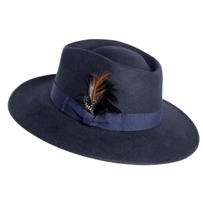Hatte - Gårda Molinella Crushable Wool felt Fedora (blå)