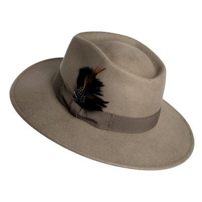 Hatte - Gårda Molinella Crushable Wool felt Fedora (greige)