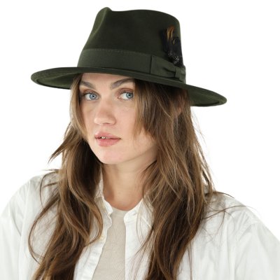 Hatte - Gårda Molinella Crushable Wool felt Fedora (grøn)