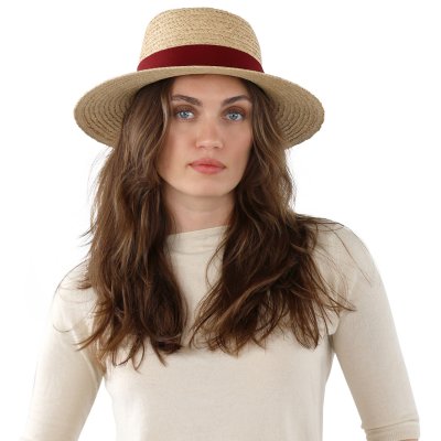 Stråhat - Gårda Palma Gambler (naturlig/rød)