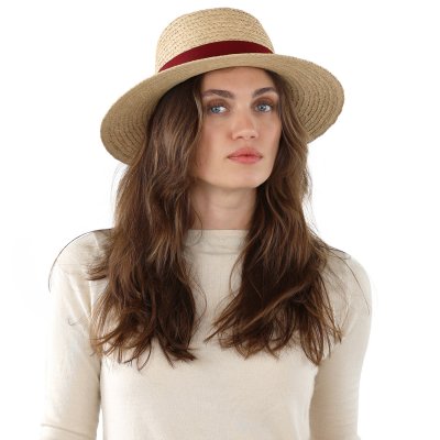 Stråhat - Gårda Palma Gambler (naturlig/rød)