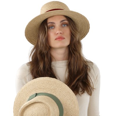 Stråhat - Gårda Palma Gambler (naturlig/rød)