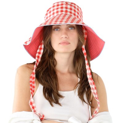 Hatte - Gårda Poppy Checkered sun hat (rød)
