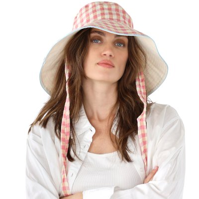 Hatte - Gårda Poppy Checkered sun hat (lyserød)