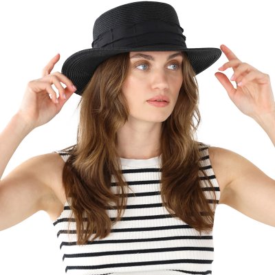 Stråhat - Gårda Valletta Boater (sort)