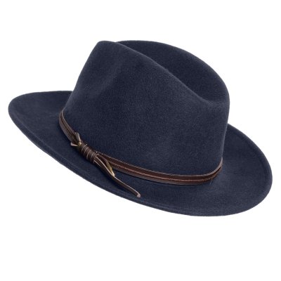 Hatte - Gårda Vicenza Crushable Wool felt Fedora (blå)
