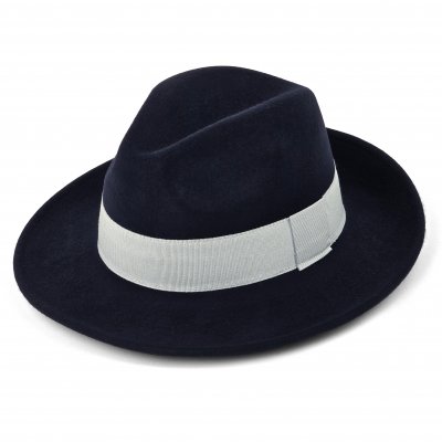 Hatte - Gårda Volterra Fedora Wool Hat (marineblå/off-white)