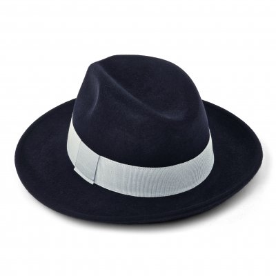 Hatte - Gårda Volterra Fedora Wool Hat (marineblå/off-white)