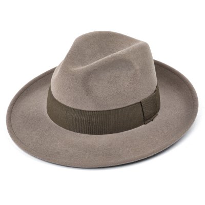 Hatte - Gårda Volterra Fedora Wool Hat (taupe/militærgrøn)
