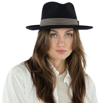 Hatte - Gårda Belluno Crushable Wool felt Fedora (blå)