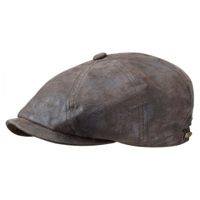 Sixpence / Flat cap - Stetson Hatteras Leather Flat Cap (brun)
