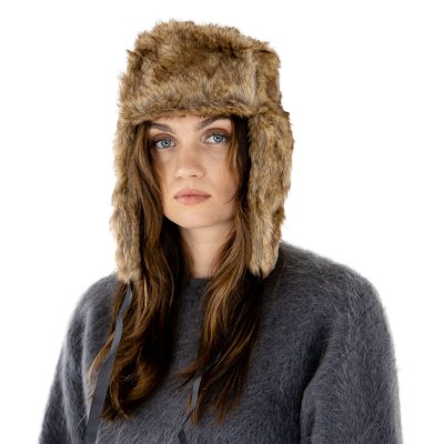 Pelshue - Trapper Hat with Faux Fur (Brun)