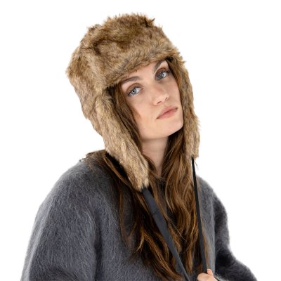 Pelshue - Trapper Hat with Faux Fur (Brun)