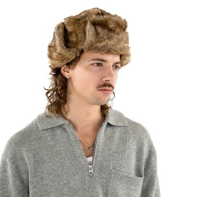 Pelshue - Trapper Hat with Faux Fur (Brun)