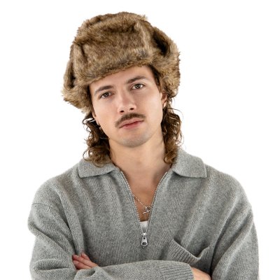 Pelshue - Trapper Hat with Faux Fur (Brun)
