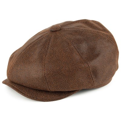 Sixpence / Flat cap - Jaxon Hats Leather Newsboy Cap (brun)