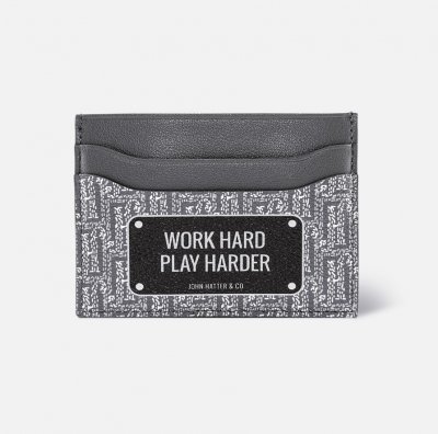 Kortholder - John Hatter - Work Hard Play Harder (grå)