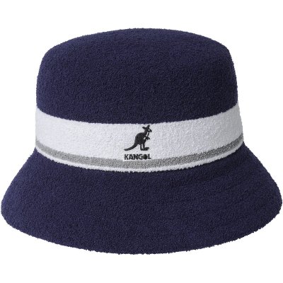 Hatte - Kangol Bermuda Stripe Bucket (blå-hvid)