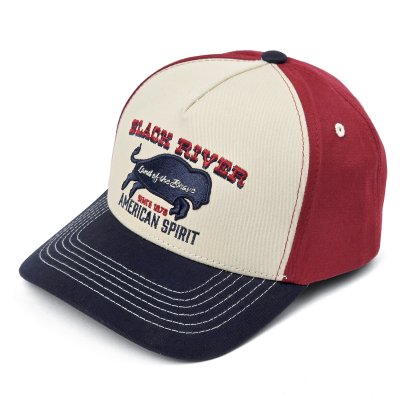 Kasket - Black River Buffalo Trucker (creme/rød/blå)