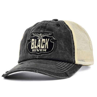 Kasket - Black River Eagle Washed Trucker (sort/creme)