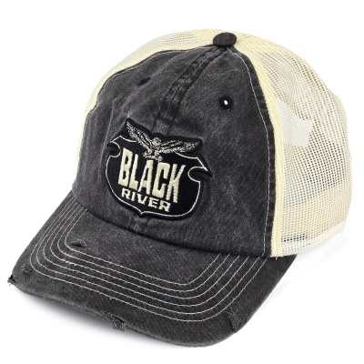 Kasket - Black River Eagle Washed Trucker (sort/creme)