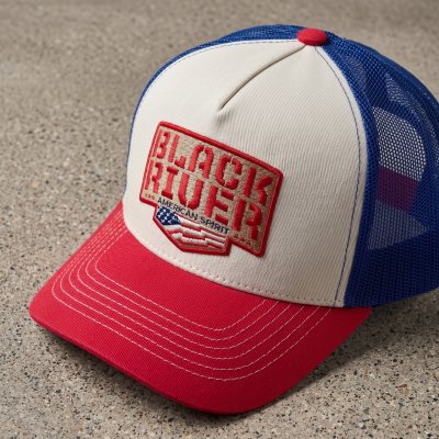 Kasket - Black River Frontier Trucker (off-white/blå/rød)