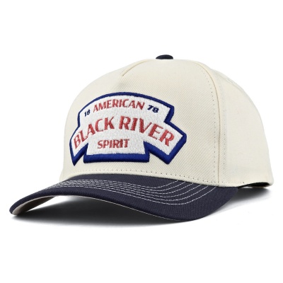 Kasket - Black River Nashville Cotton Snapback (off-white/marineblå)