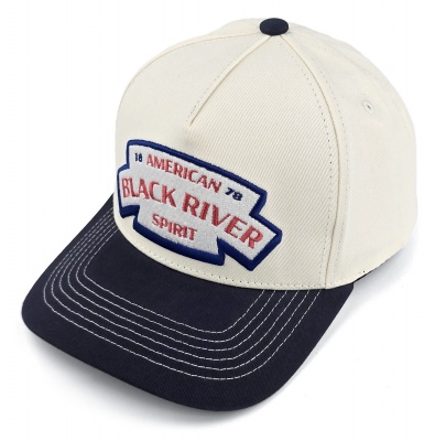 Kasket - Black River Nashville Cotton Snapback (off-white/marineblå)
