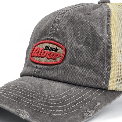 Kasket - Black River Portland Washed Trucker (sort/creme)