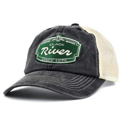 Kasket - Black River Sacramento Washed Trucker (sort/creme)