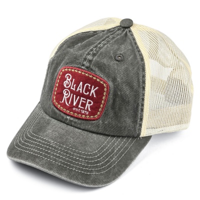 Kasket - Black River Spokane Washed Trucker (olivengrøn/fløde)