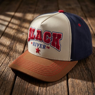 Kasket - Black River Texas Trucker (creme/marineblå/brun)