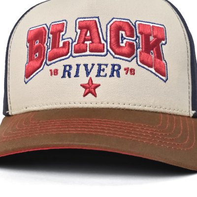 Kasket - Black River Texas Trucker (creme/marineblå/brun)