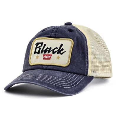 Kasket - Black River Toledo Washed Trucker (marineblå/creme)
