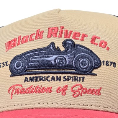 Kasket - Black River Tradition Of Speed Trucker (beige/marineblå/rød)