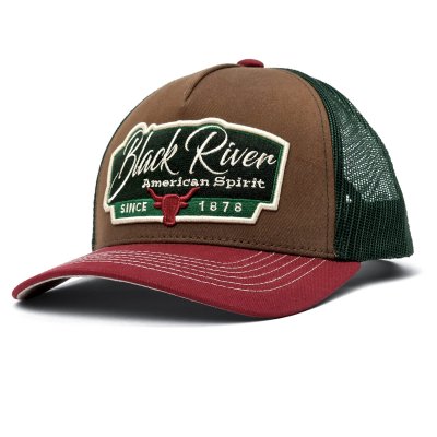 Kasket - Black River Outlaw Trucker (brun/grøn/rød)