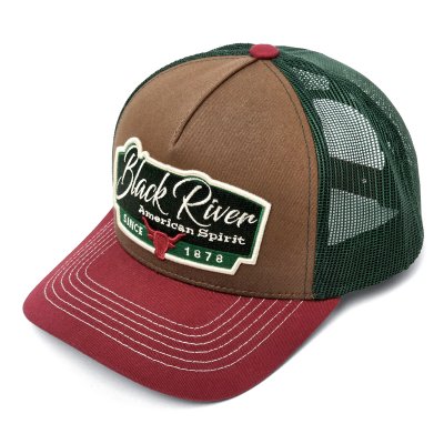 Kasket - Black River Outlaw Trucker (brun/grøn/rød)