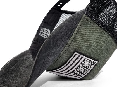 Kasket - Gårda Flag Denim Trucker Cap (grøn/sort)