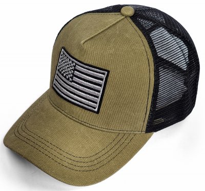 Kasket - Gårda Flag Denim Trucker Cap (oliven)
