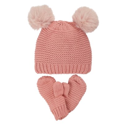 Hue og luffer børn - Gårda Målilla Knitted Set (lyserød)
