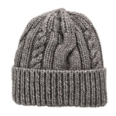 Beanies - Gårda Bormio Cable Knit Wool Mix Beanie (grå/beige)