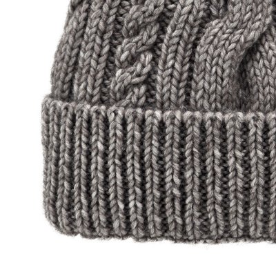 Beanies - Gårda Bormio Cable Knit Wool Mix Beanie (grå/beige)