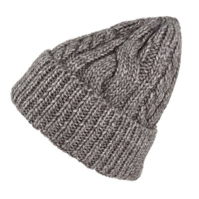 Beanies - Gårda Bormio Cable Knit Wool Mix Beanie (grå/beige)