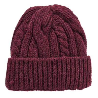 Beanies - Gårda Bormio Cable Knit Wool Mix Beanie (bordeaux)