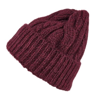 Beanies - Gårda Bormio Cable Knit Wool Mix Beanie (bordeaux)