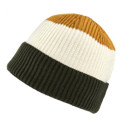 Beanies - Gårda Courchevel Merino Wool Beanie (grøn/råhvid/sennep)