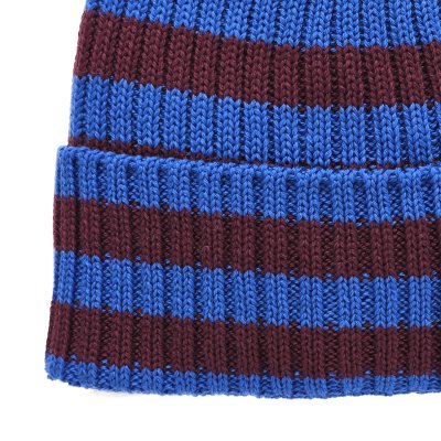Beanies - Gårda Davos Striped Merino Wool Beanie (bordeaux/blå)