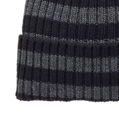 Beanies - Gårda Davos Striped Merino Wool Beanie (grå/sort)